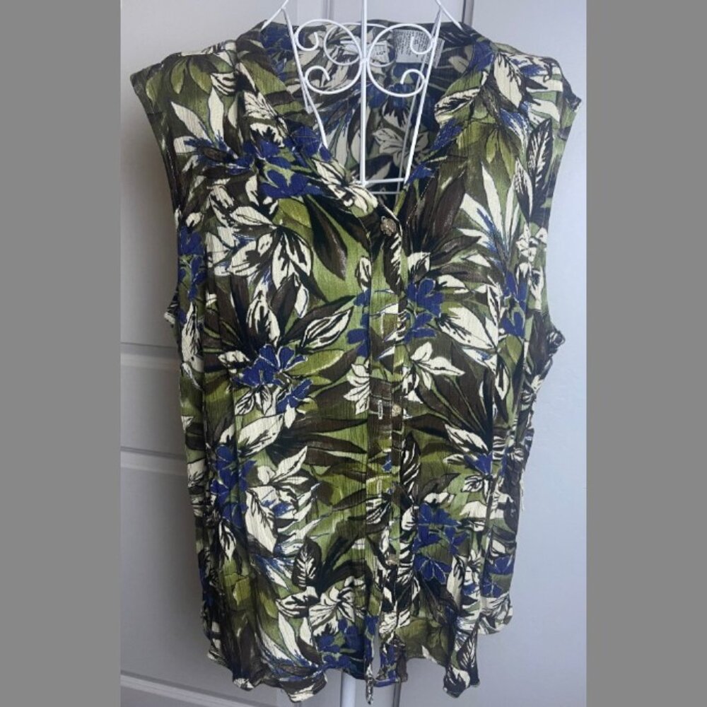 White Stag Tropical Leaf Sleeveless Top | Plus Size 22/24W